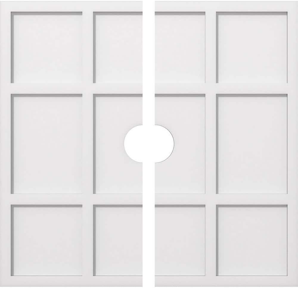 Ekena Millwork 1 in. P X 10-1/2 in. C X 30 in. OD X 4 in. ID Rubik Architectural Grade PVC Contemporary Ceiling Medallion, Two Piece