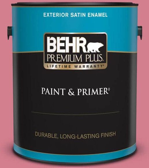 BEHR PREMIUM PLUS 1 gal. #P140-4 I Pink I Can Satin Enamel Exterior Paint & Primer