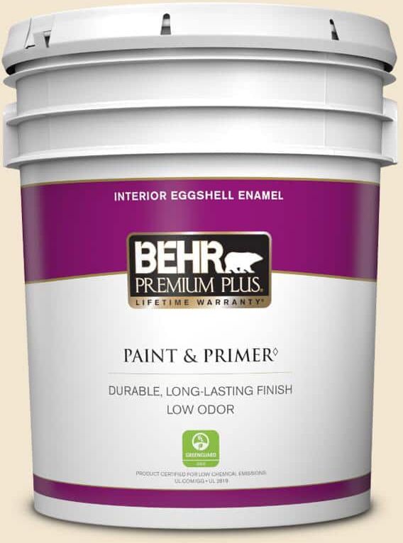 BEHR PREMIUM PLUS 5 gal. #S310-1 Writing Paper Eggshell Enamel Low Odor Interior Paint & Primer