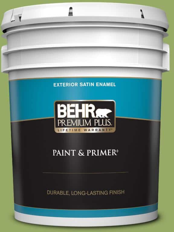 BEHR PREMIUM PLUS 5 gal. #420D-5 Herbal Garden Satin Enamel Exterior Paint & Primer