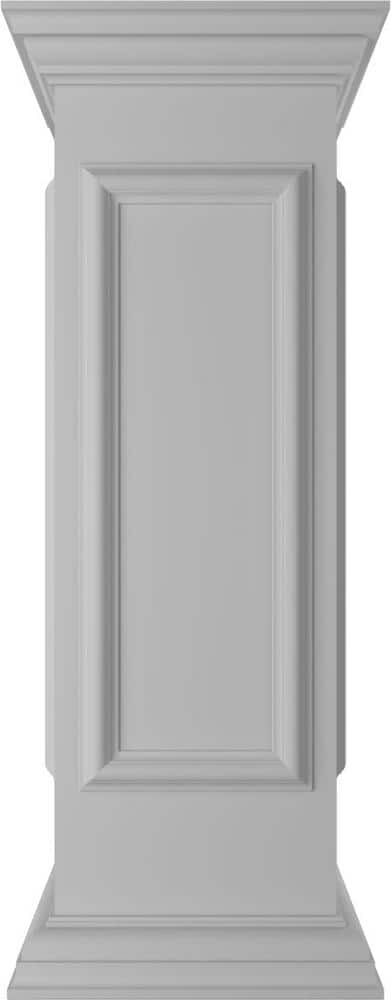 Ekena Millwork End 40 in. x 12 in. White Box Newel Post with Panel, Flat Capital and Base Trim (Installation Kit Included)