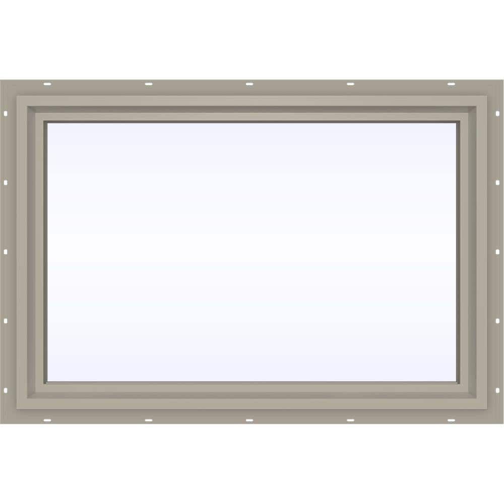 JELD-WEN 35.5 in. x 23.5 in. V-4500 Series Desert Sand Vinyl Picture Window w/ Low-E 366 Glass