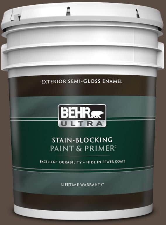 BEHR ULTRA 5 gal. #MQ2-39 Rare Wood Semi-Gloss Enamel Exterior Paint & Primer