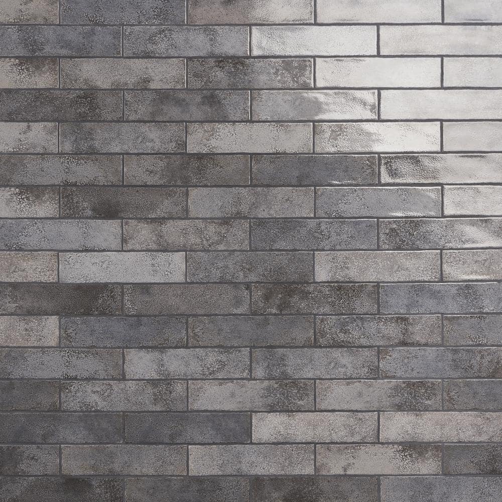 Ivy Hill Tile Mandalay Antracite 2.95 in. x 11.81 in. Polished Ceramic Wall Tile (5.38 sq. ft./Case)