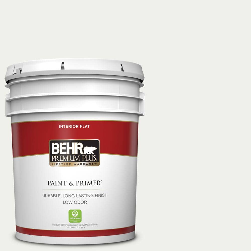 BEHR PREMIUM PLUS 5 gal. #780E-1 Billowy Down Flat Low Odor Interior Paint & Primer