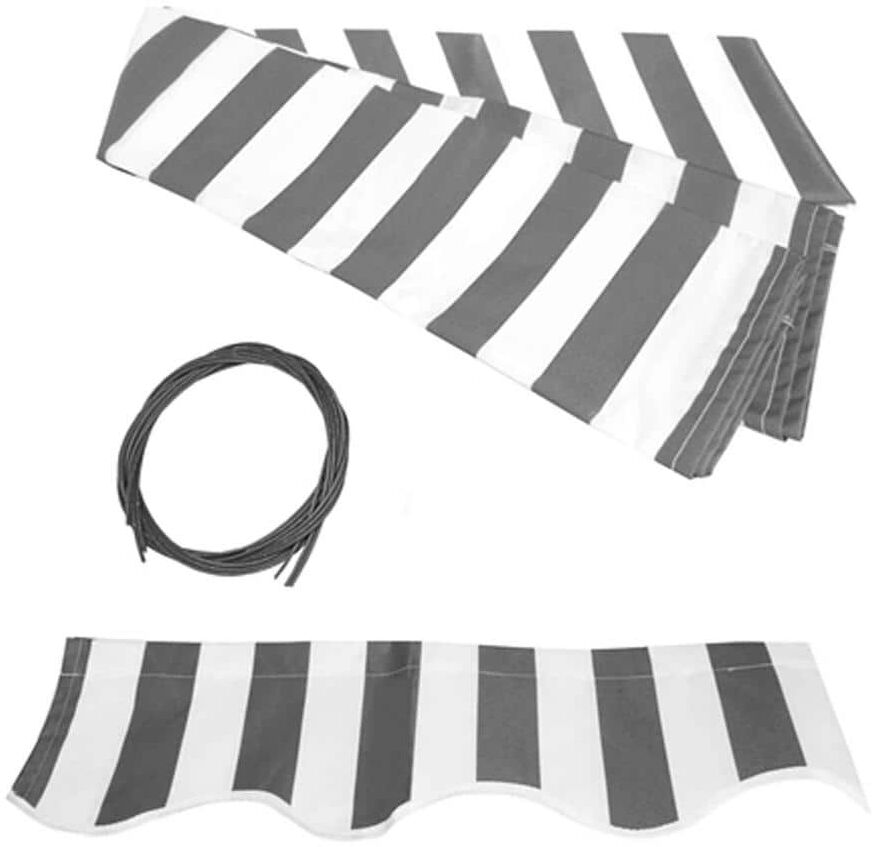 ALEKO Retractable Awning Fabric Replacement 10 ft. x 8 ft. Grey and White Striped