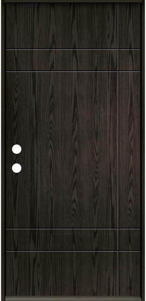 Krosswood Doors SUMMIT Modern 36 in. x 80 in. Right-Hand/Inswing 10-Grid Solid Panel Baby Grand Stain Fiberglass Prehung Front Door