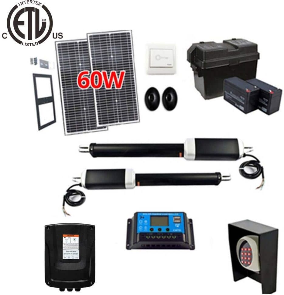 ALEKO Dual Swing Gate Operator - GG1300/AS1300 AC/DC - Solar Kit 60W