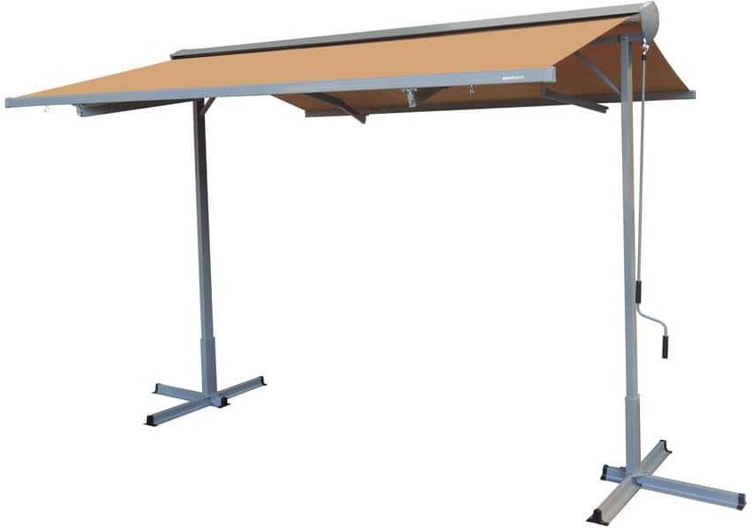 Advaning 14 ft. FS Series Free Standing Semi-Cassette Manual Retractable Patio Awning in Canvas Umber (10 ft. Projection)