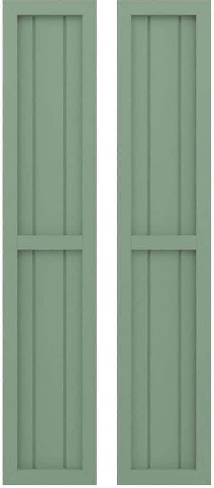 Ekena Millwork 10-1/2-in W x 47-in H Americraft 3 Board Exterior Real Wood Two Equal Panel Framed Board and Batten Shutters Track Green