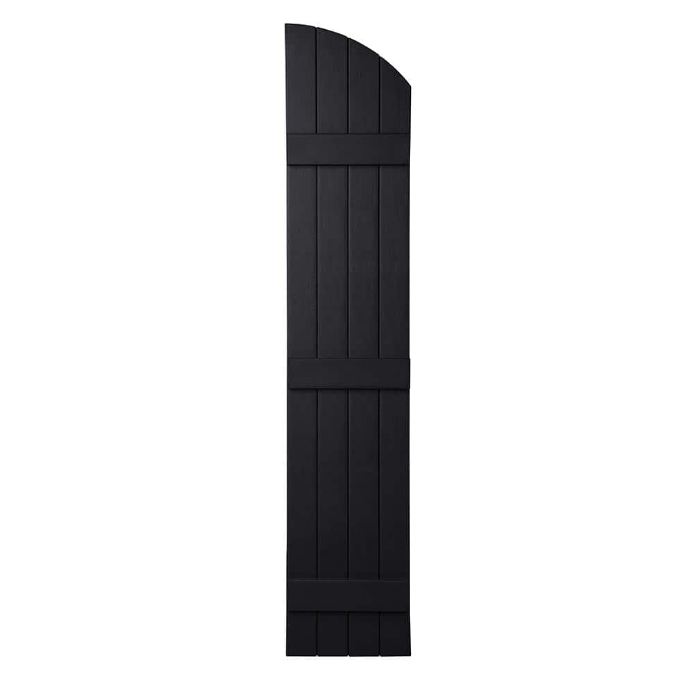 Ply Gem 15 in. x 77 in. Polypropylene Plastic Closed Arch Top Board and Batten Shutters Pair in Black