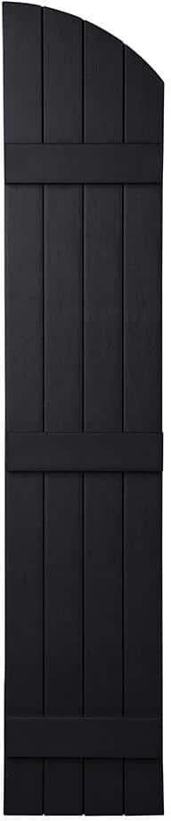 Ply Gem 15 in. x 85 in. Polypropylene Plastic Closed Arch Top Board and Batten Shutters Pair in Black