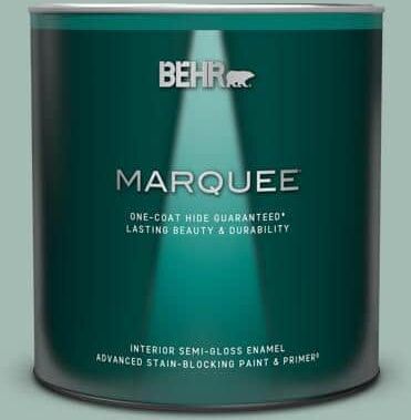 BEHR MARQUEE 1 qt. #S430-3 Garden Twilight One-Coat Hide Semi-Gloss Enamel Interior Paint & Primer