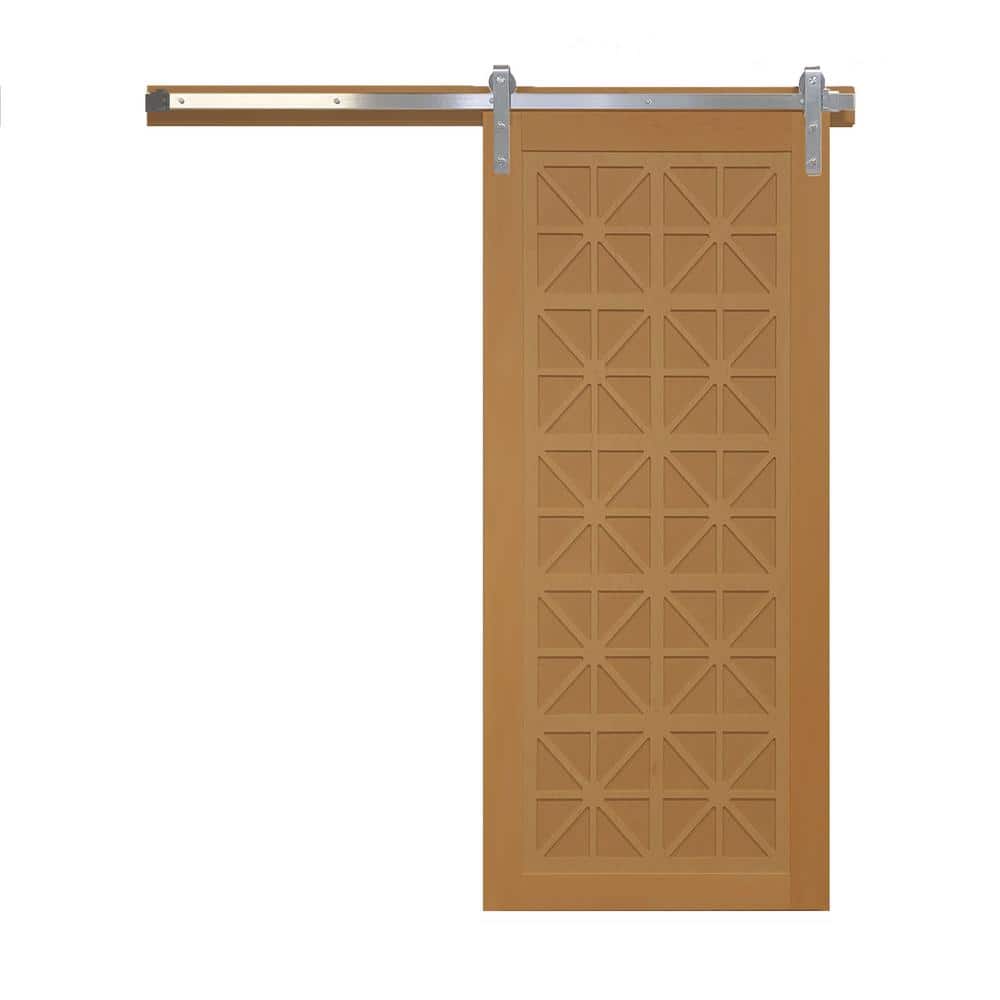 VeryCustom 42 in. x 84 in. Lucy in the Sky Sands Wood Sliding Barn Door with Hardware Kit in Stainless Steel