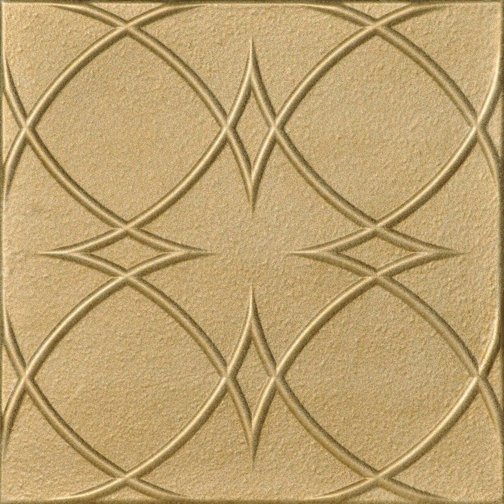 A La Maison Ceilings Circles and Stars Light Brass 1.6 ft. x 1.6 ft. Decorative Foam Glue Up Ceiling Tile (21.6 sq. ft./case)