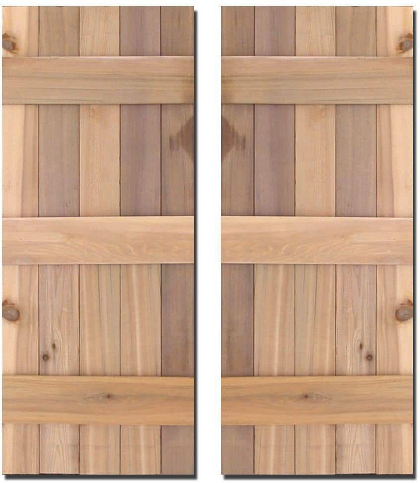 Design Craft MIllworks 15 in. x 39 in. Natural Cedar Board-N-Batten Baton Shutters Pair