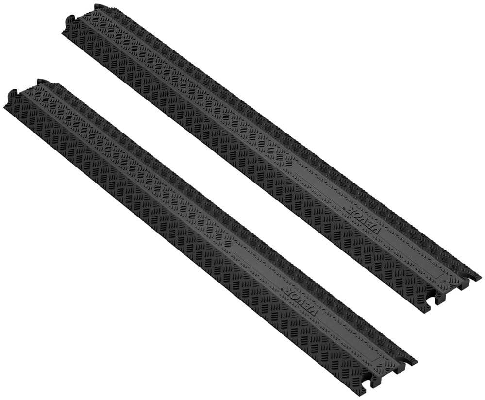 VEVOR 39 in. x 5 in. Raceway Cord Cover Ramp 2000 lbs. Load Cable Protector Ramp Speed Bump for Traffic Home Warehouse(2-Pack)