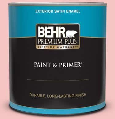 BEHR PREMIUM PLUS 1 qt. #140C-2 My Fair Lady Satin Enamel Exterior Paint & Primer