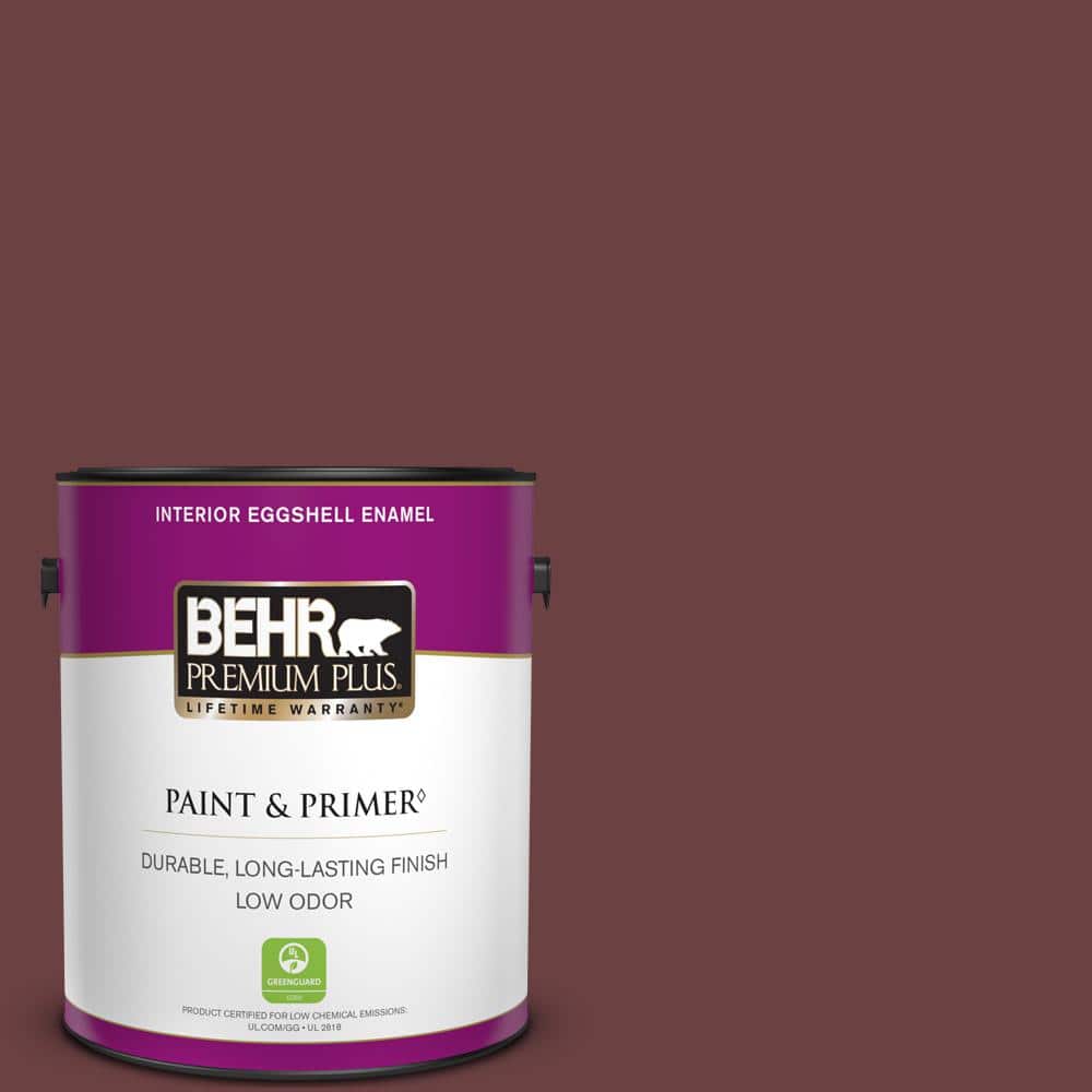 BEHR PREMIUM PLUS 1 gal. #BIC-50 Deep Claret Eggshell Enamel Low Odor Interior Paint & Primer