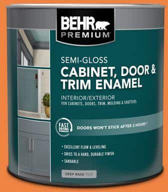 BEHR PREMIUM 1 qt. #P220-7 Construction Zone Semi-Gloss Enamel Interior/Exterior Cabinet, Door & Trim Paint