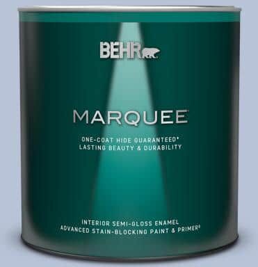 BEHR MARQUEE 1 qt. #610C-3 Virginia Blue Semi-Gloss Enamel Interior Paint & Primer