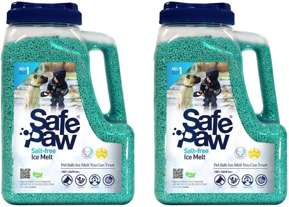 Safe Paw 8 Lb Non Toxic Salt Chloride Free Child Pet Safe Snow Ice Melt (2-Pack)