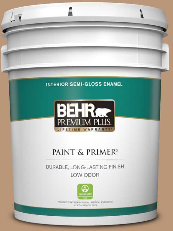 BEHR PREMIUM PLUS 5 gal. #N250-4 Artisan Crafts Semi-Gloss Enamel Low Odor Interior Paint & Primer