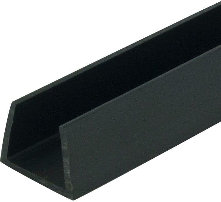 Outwater 5/8 in. D x 5/8 in. W x 36 in. L Black Styrene Plastic U-Channel Moulding Fits 5/8 in. Board, (4-Pack)