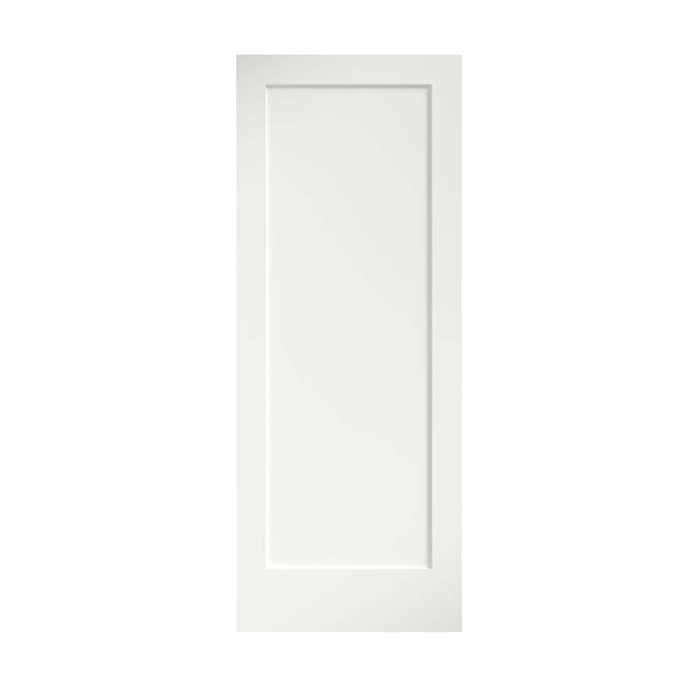 eightdoors 28 in. x 80 in. x 1-3/8 in. Shaker White Primed 1-Panel Solid Core Wood Interior Slab Door, Triple coat white primer
