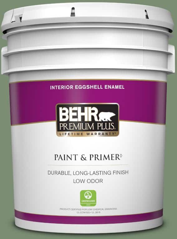 BEHR PREMIUM PLUS 5 gal. #PPU11-02 Shallot Bulb Eggshell Enamel Low Odor Interior Paint & Primer