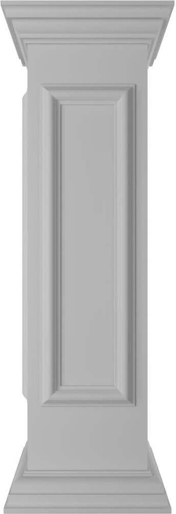 Ekena Millwork Corner 40 in. x 10 in. White Box Newel Post with Panel, Peaked Capital and Base Trim (Installation Kit Included)