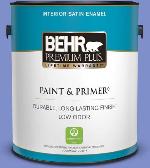 BEHR PREMIUM PLUS 1 gal. #P540-5 Pansy Garden Satin Enamel Low Odor Interior Paint & Primer