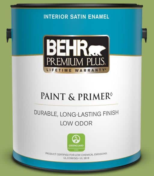 BEHR PREMIUM PLUS 1 gal. #420D-5 Herbal Garden Satin Enamel Low Odor Interior Paint & Primer