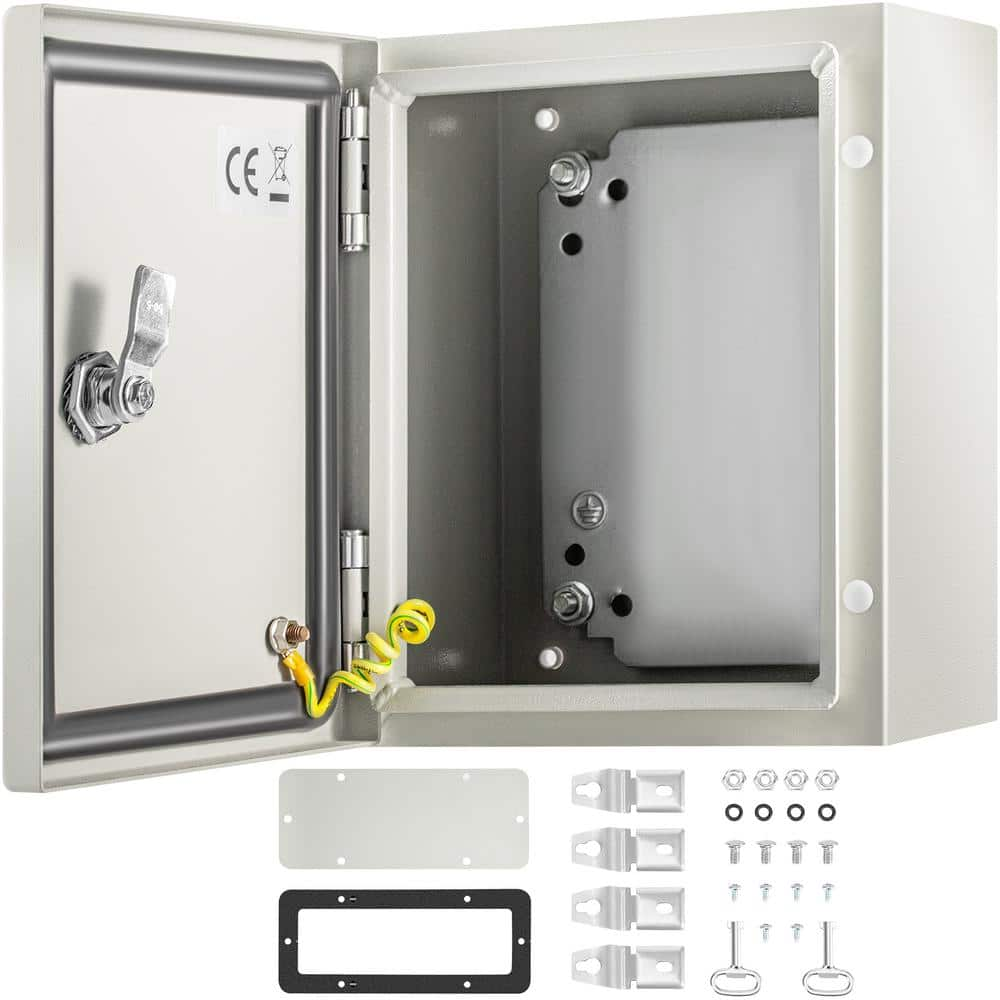 VEVOR Electrical Enclosure 10 in. x 8 in. x 6 in. Electrical Box Weatherproof Carbon Steel Hinged Junction Box, Gray