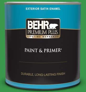 BEHR PREMIUM PLUS 1 qt. #450B-6 Formal Garden Satin Enamel Exterior Paint & Primer