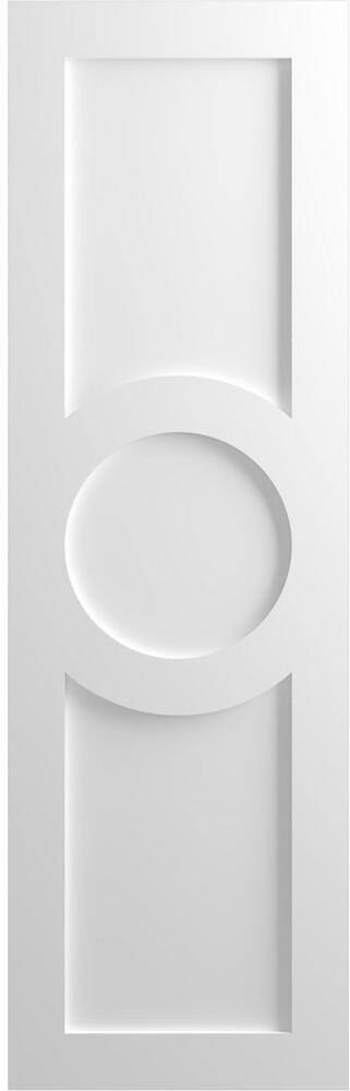 Ekena Millwork 12 in. x 65 in. True Fit PVC Center Circle Arts & Crafts Fixed Mount Flat Panel Shutters Pair in Unfinished