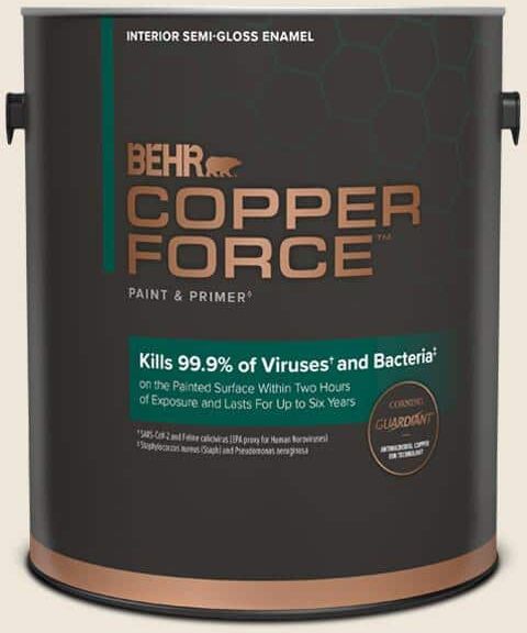 COPPER FORCE 1 gal. #HDC-MD-11 Exclusive Ivory Semi-Gloss Enamel Virucidal and Antibacterial Interior Paint & Primer