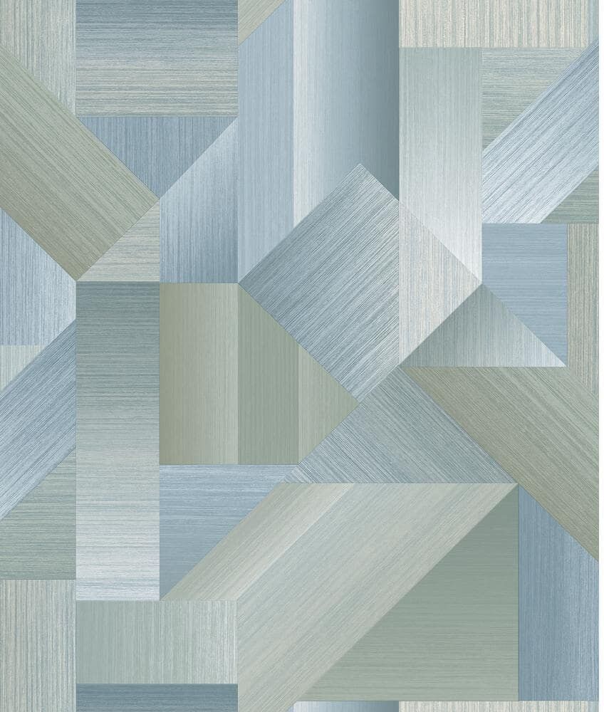 TexStyle Collection Green and Blue Geometric Shape Shifter Satin Non-Pasted Non-Woven Paper Wallpaper Roll