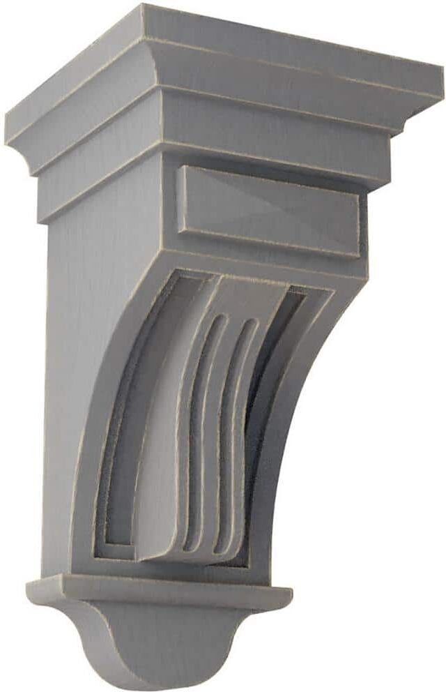 Ekena Millwork 5-1/2 in. x 10 in. x 5-1/2 in. Pebble Grey Raised Fluting Wood Vintage Decor Corbel