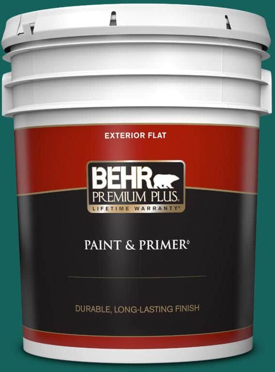 BEHR PREMIUM PLUS 5 gal. #S-H-490 Billiard Table Flat Exterior Paint & Primer