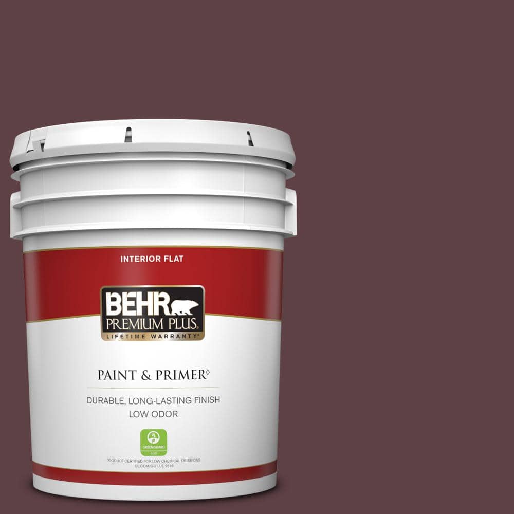 BEHR PREMIUM PLUS 5 gal. #MQ1-49 Raspberry Truffle Flat Low Odor Interior Paint & Primer