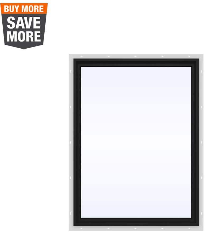 JELD-WEN 36 in. x 48 in. V-4500 Series Bronze Exterior/White Interior FiniShield Vinyl Picture Window w/ Low-E 366 Glass