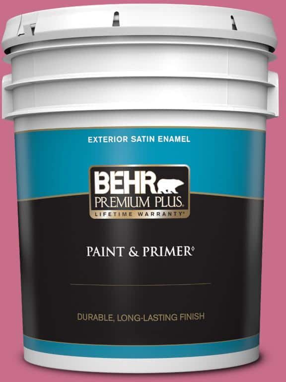 BEHR PREMIUM PLUS 5 gal. #110B-5 Silk Ribbon Satin Enamel Exterior Paint & Primer