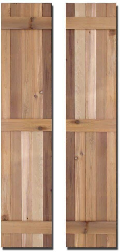 Design Craft MIllworks 15 in. x 72 in. Natural Cedar Board-N-Batten Baton Shutters Pair