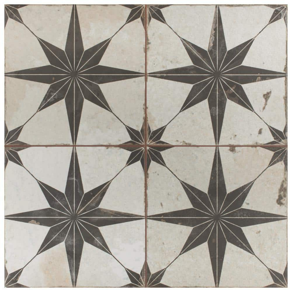 Merola Tile Kings Star Nero 17-5/8 in. x 17-5/8 in. Ceramic Floor and Wall Tile (10.95 sq. ft./Case)