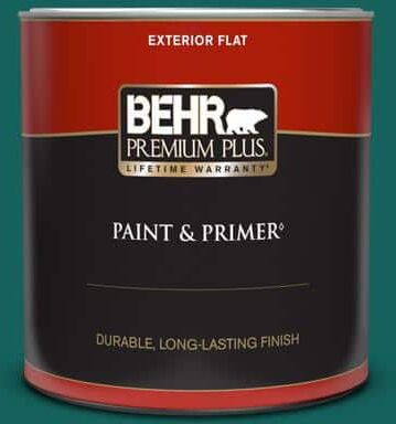 BEHR PREMIUM PLUS 1 qt. #S-H-490 Billiard Table Flat Exterior Paint & Primer