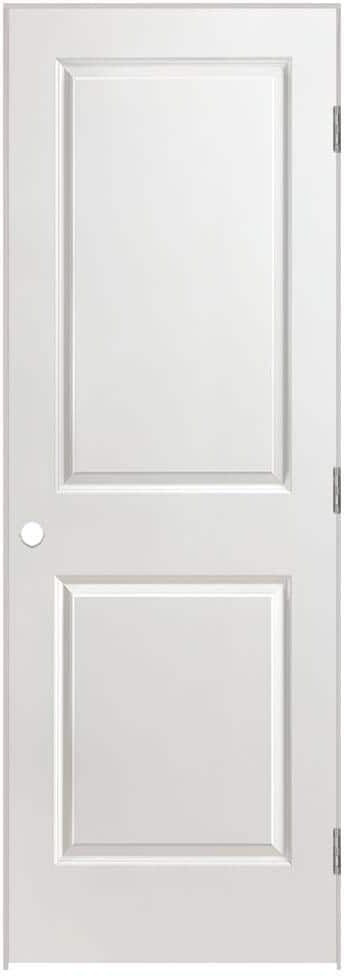 Masonite 28 in. x 80 in. 2 Panel Square Top Left-Handed Hollow-Core Smooth Primed Composite Single Prehung Interior Door