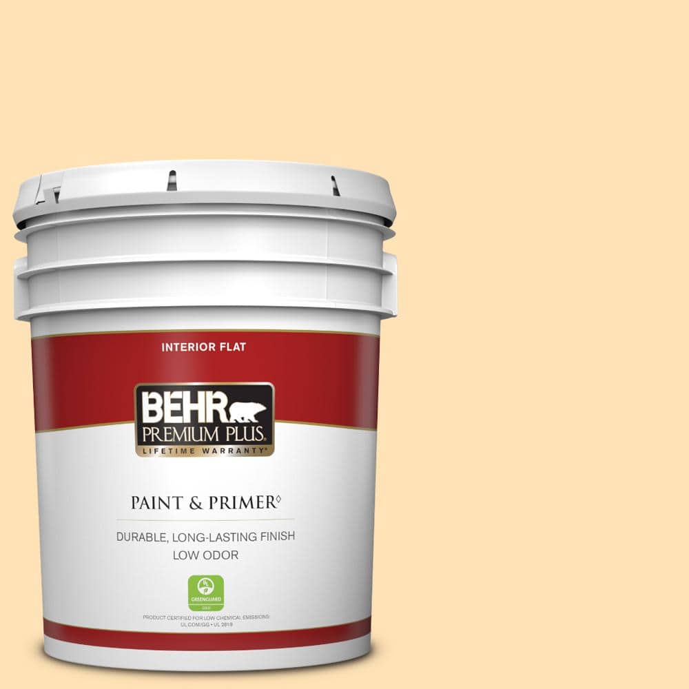 BEHR PREMIUM PLUS 5 gal. #CE-04 Peach of Mind Flat Low Odor Interior Paint & Primer