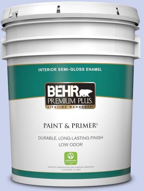 BEHR PREMIUM PLUS 5 gal. #P540-2 Garden Fairy Semi-Gloss Enamel Low Odor Interior Paint & Primer