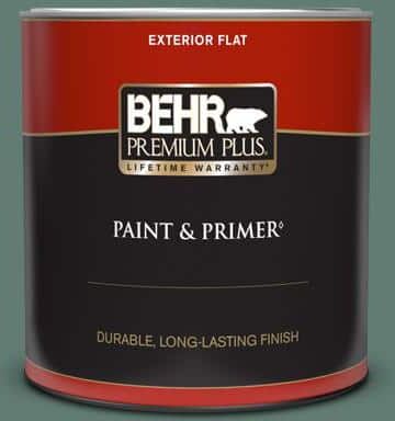 BEHR PREMIUM PLUS 1 qt. #S430-6 Forest Edge Flat Exterior Paint & Primer